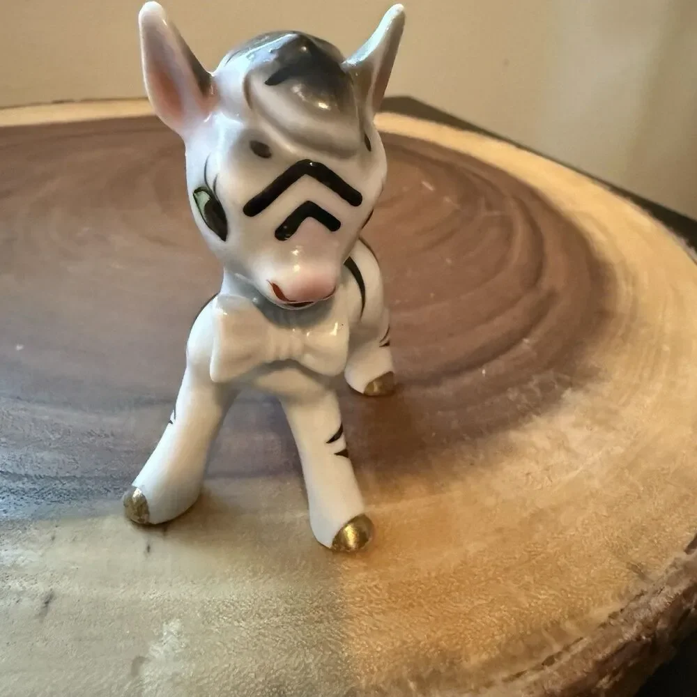RARE Vintage Kitchie Ceramic Baby Zebra Figurine Made In Japan MCM 4”T 3” L